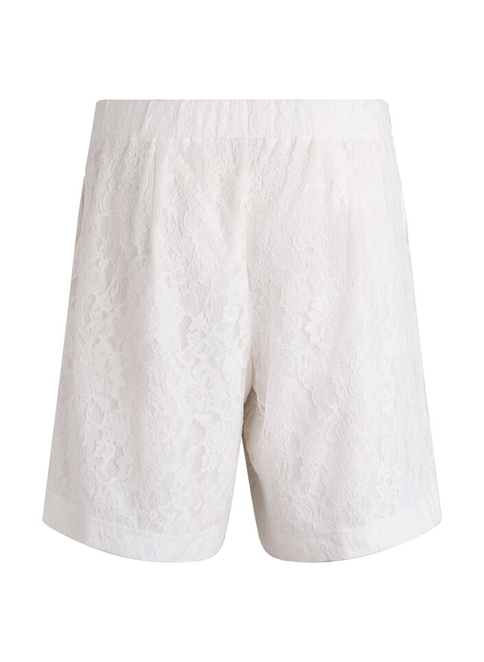 Bermuda shorts van kant met hoge taille, Vanille, Packshot image number 1