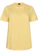 T-shirt van biologisch katoen met open broderie, Geel, Packshot image number 0