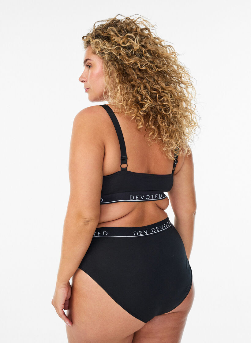 Katoenen bh-top met verstelbare bandjes, Zwart, Model image number 2