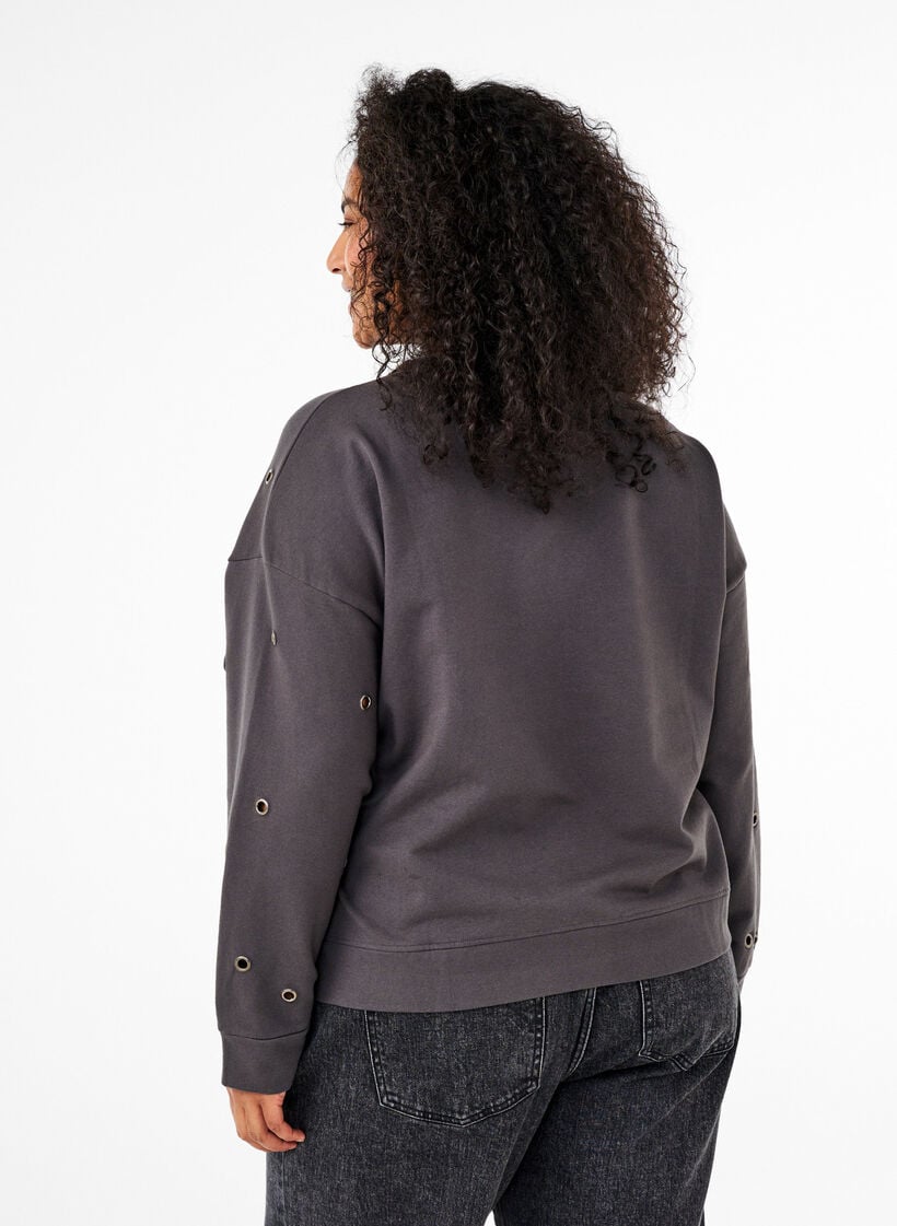 Sweatshirt met oogjes, Grijs, Model image number 2