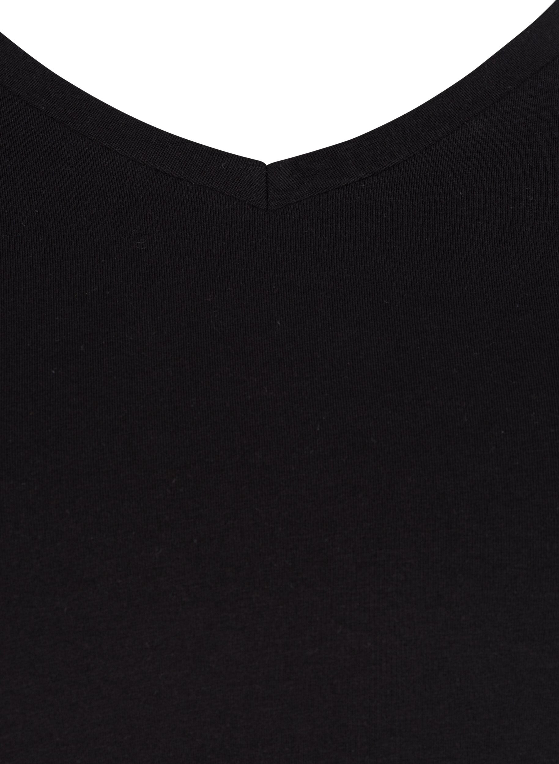 ZizziBasic t-shirt in effen kleur met katoen, Zwart, Packshot image number 2