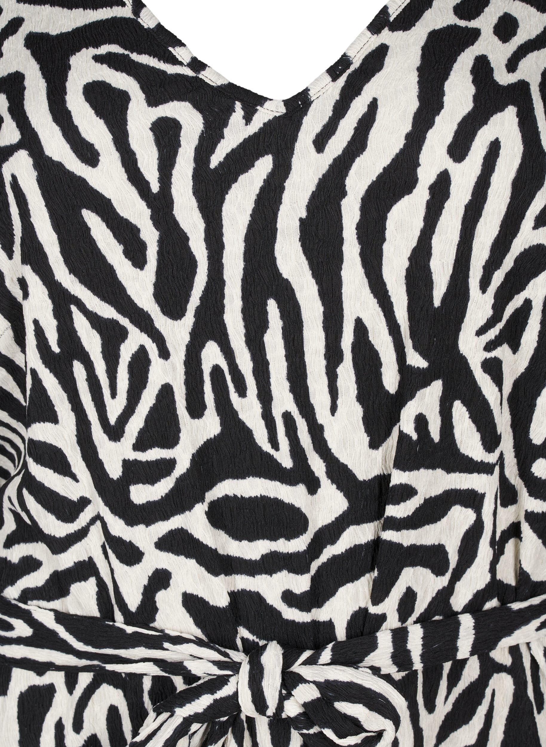 ZizziJurk met 3/4 mouwen en zebraprint, Zwart, Packshot image number 2