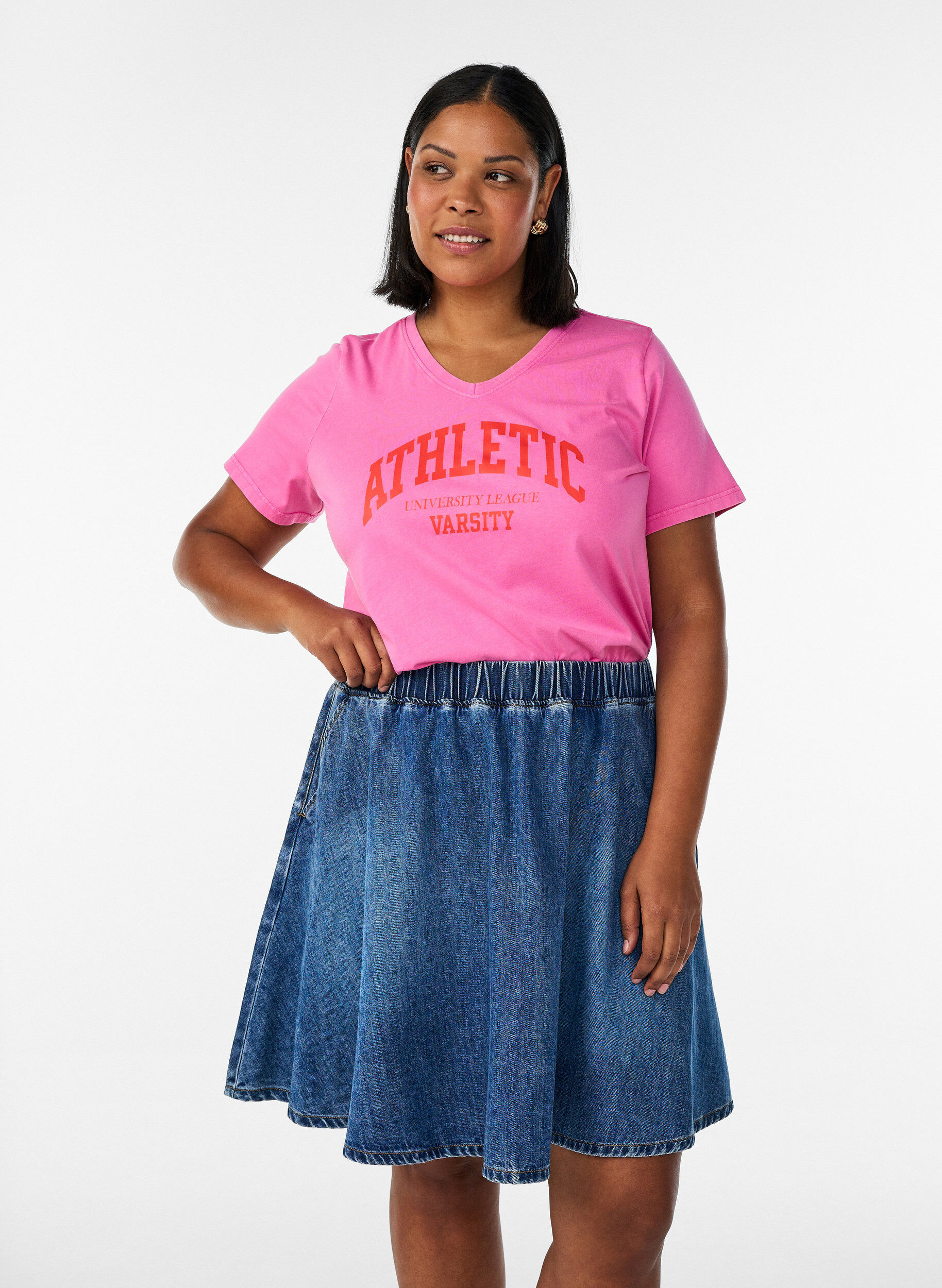 Korte denim skaterrok, Blauw, Model
