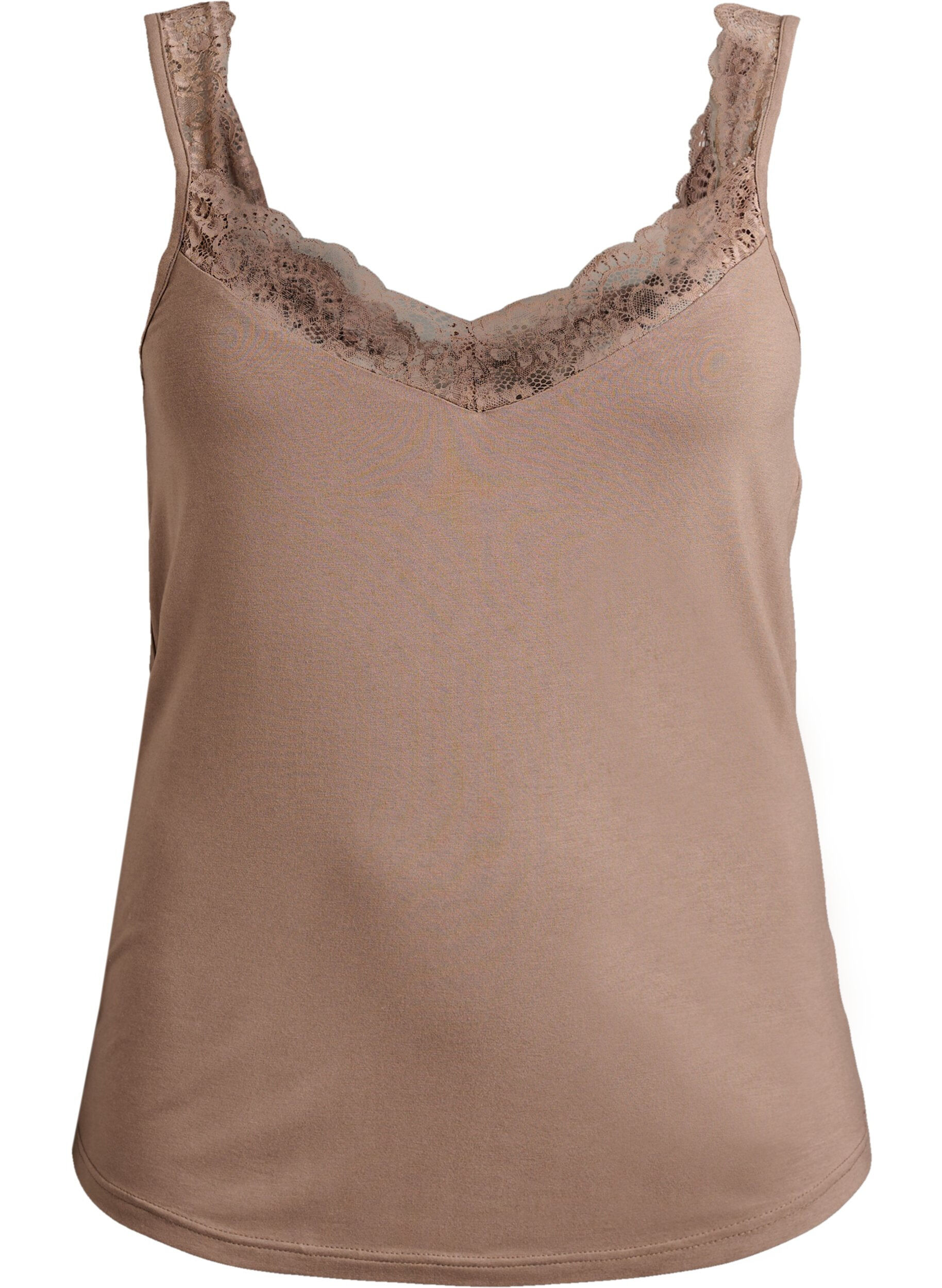 Top en viscose avec bord en dentelle