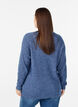 Gem&ecirc;leerde gebreide blouse met ronde hals, Blauw, Model image number 2
