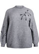 Trui met parelborduursel, Grijs, Packshot image number 0
