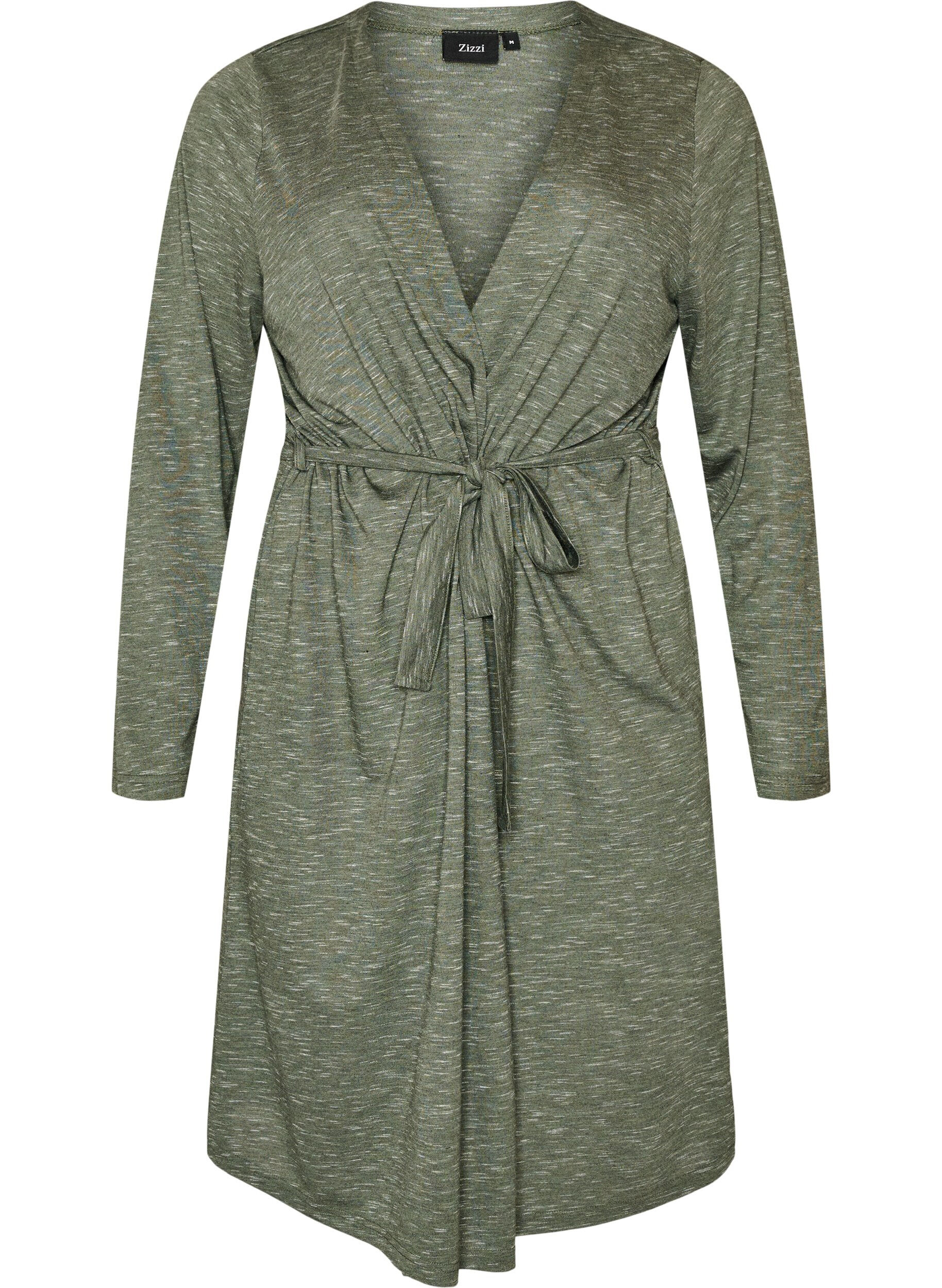 Lange jersey vest met strikceintuur