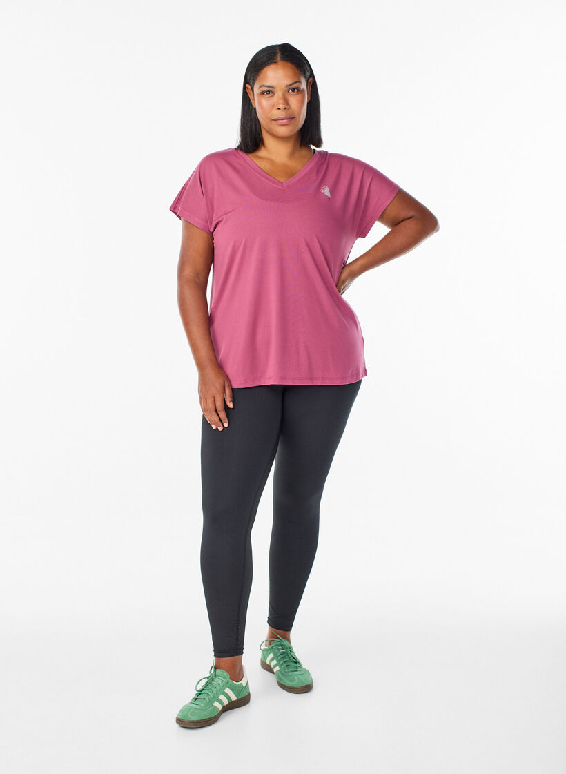 Losvallend sport T-shirt met V-hals, Rood, Model image number 1