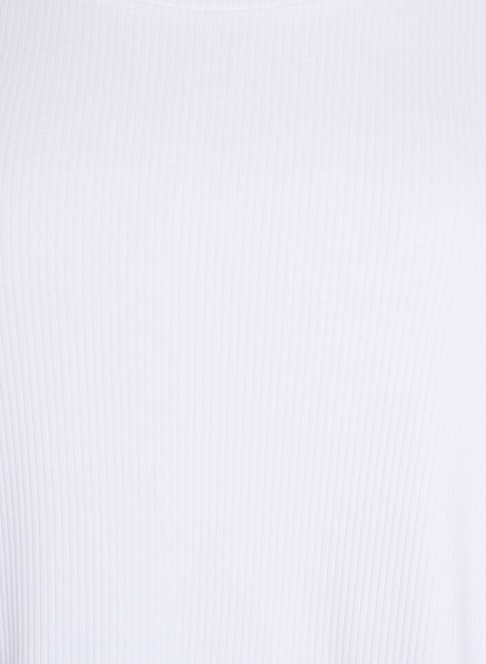 Geribde jersey blouse met korte mouwen, Wit, Packshot image number 2