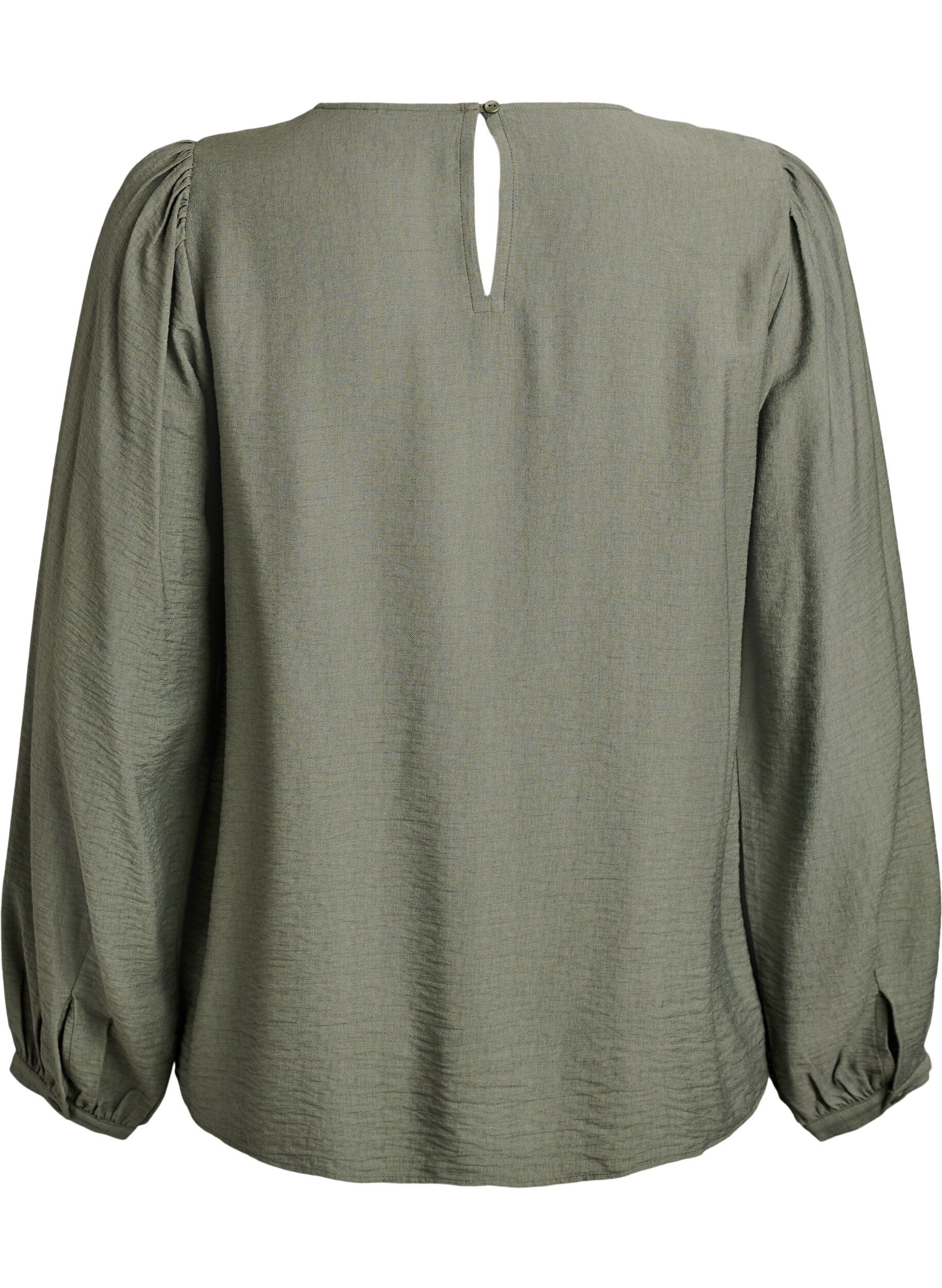 ZizziViscose blouse met lange mouwen, Groen, Packshot image number 1