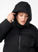 Korte gewatteerde jas met afneembare capuchon, Zwart, Model image number 3
