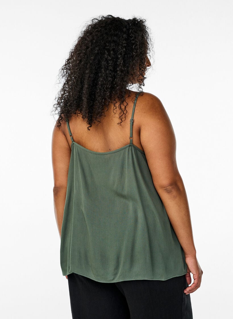 Strap top in viscose, Groen, Model image number 2