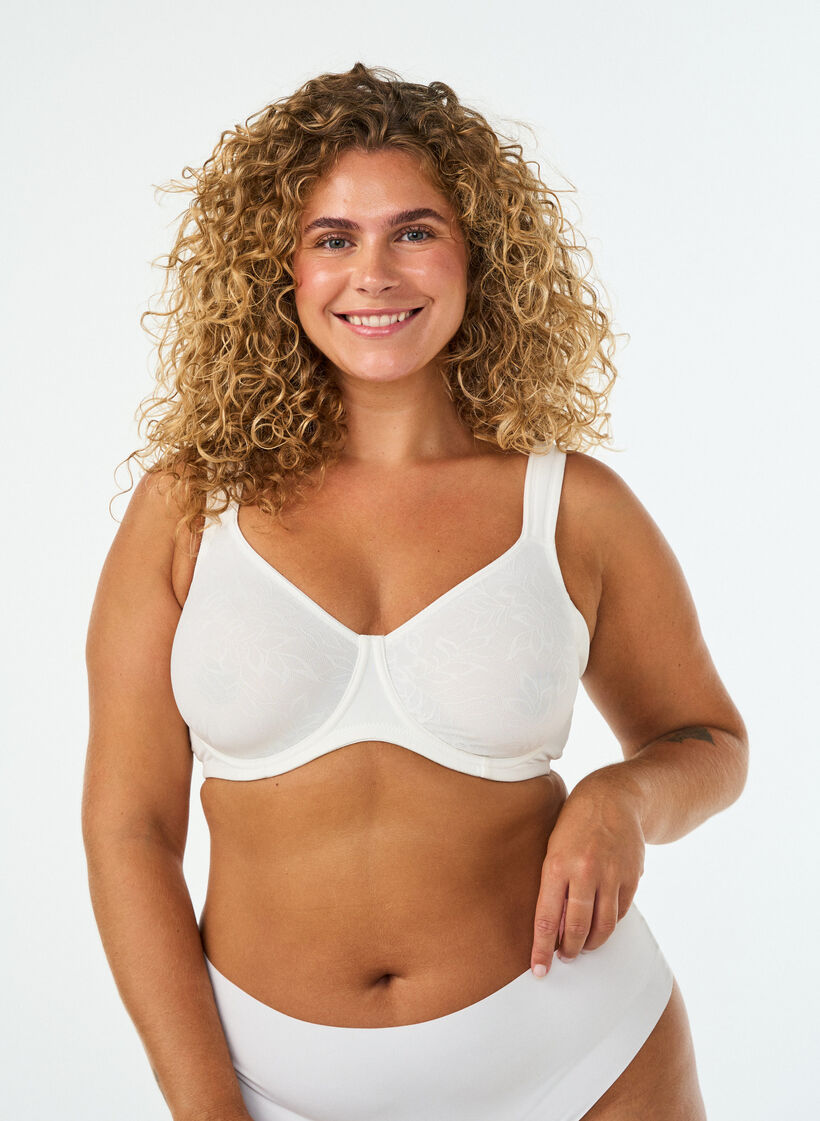 Comfort bh met een overlay van kant en voorgevormde cups, Wit, Model image number 0