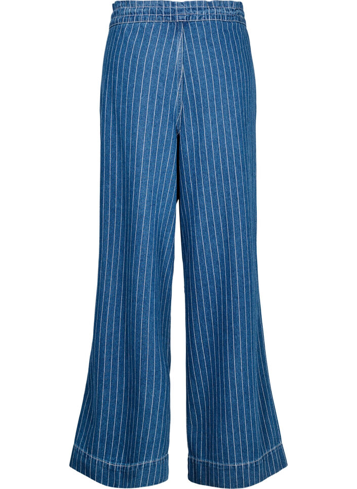 Denim jeans met wijde pijpen en strepen, Blauw, Packshot image number 1