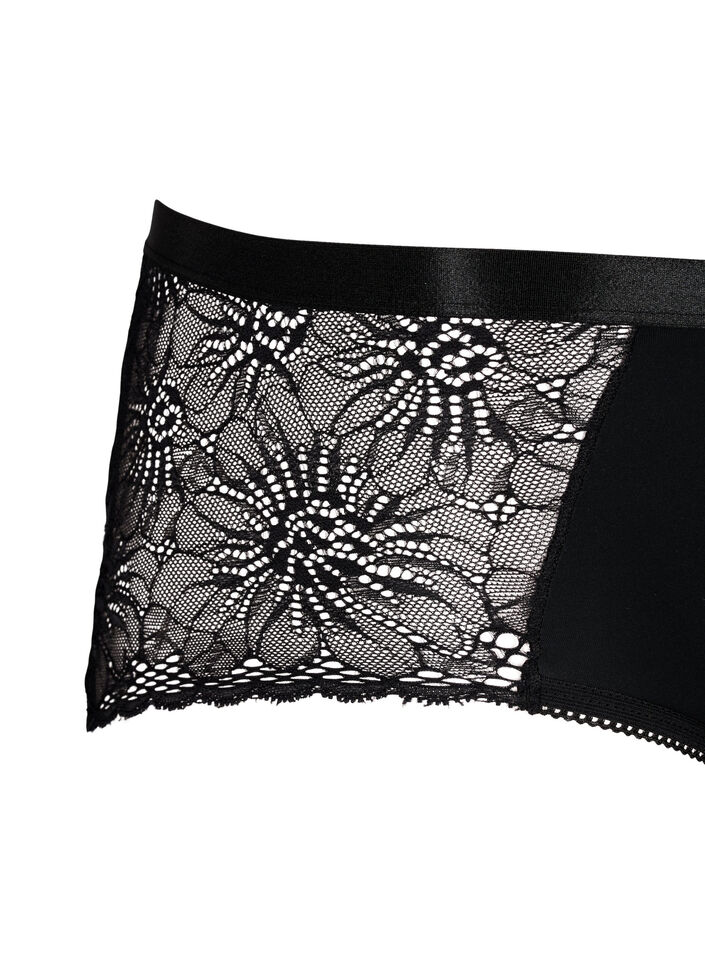 Menstruatie slipje met kant en normale taille, Black, Packshot