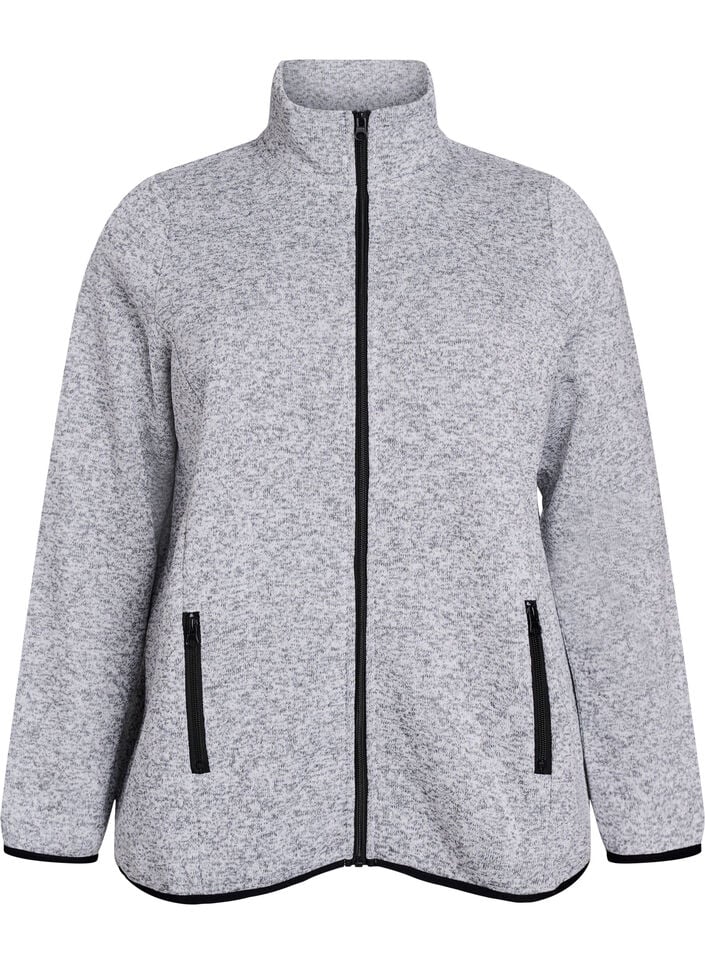 Vest van jersey met hoge kraag en ritssluiting, Light Grey Melange, Packshot