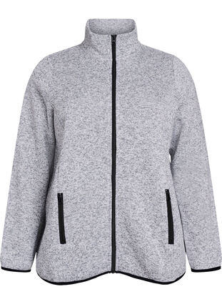 ZizziVest van jersey met hoge kraag en ritssluiting, Light Grey Melange, Packshot image number 0