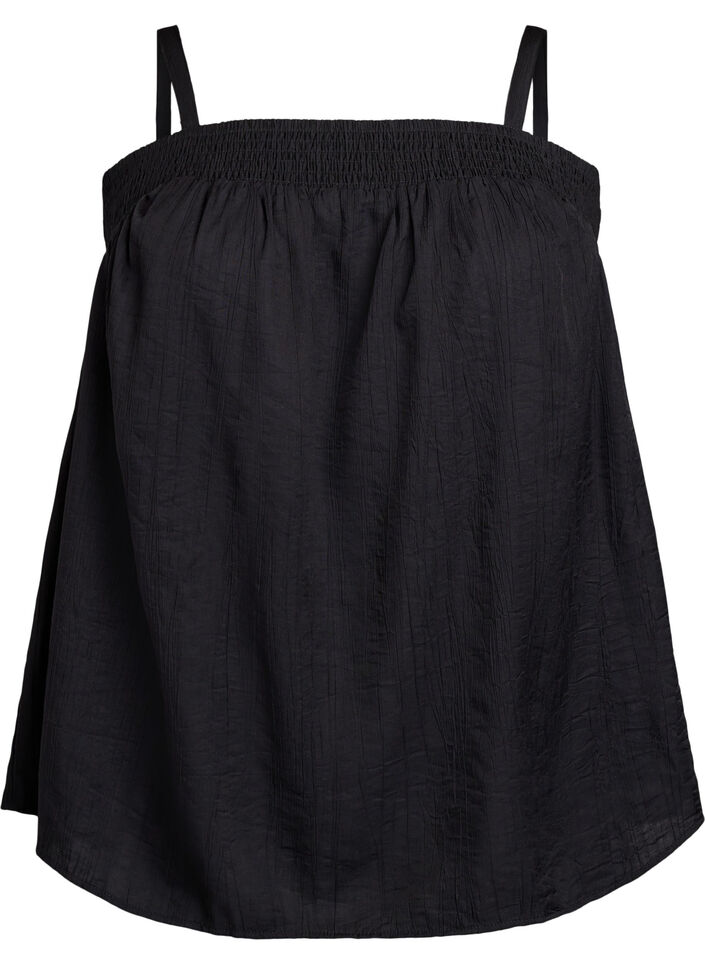 Viscose top met smalle bandjes, Zwart, Packshot image number 0