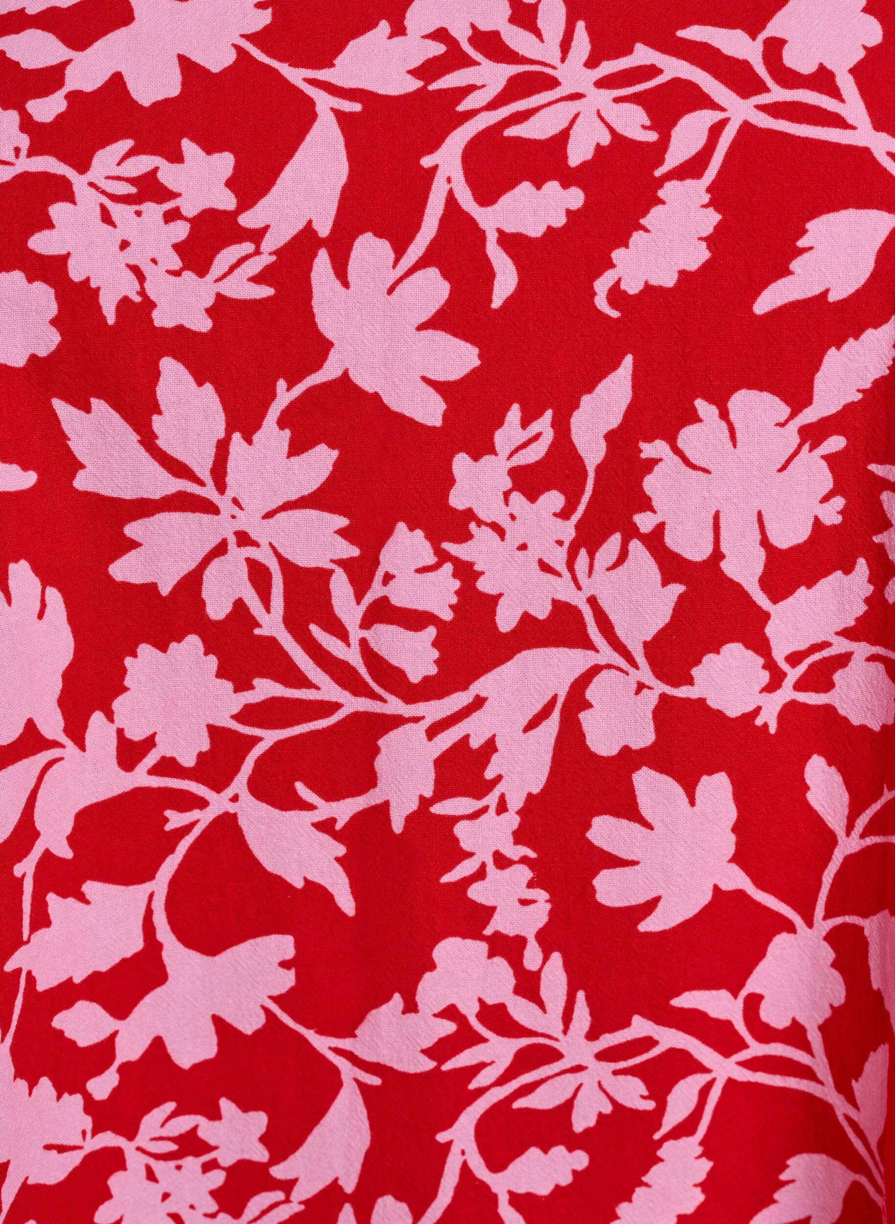 ZizziKorte a-lijn jurk met bloemenprint, Rood, Packshot image number 2