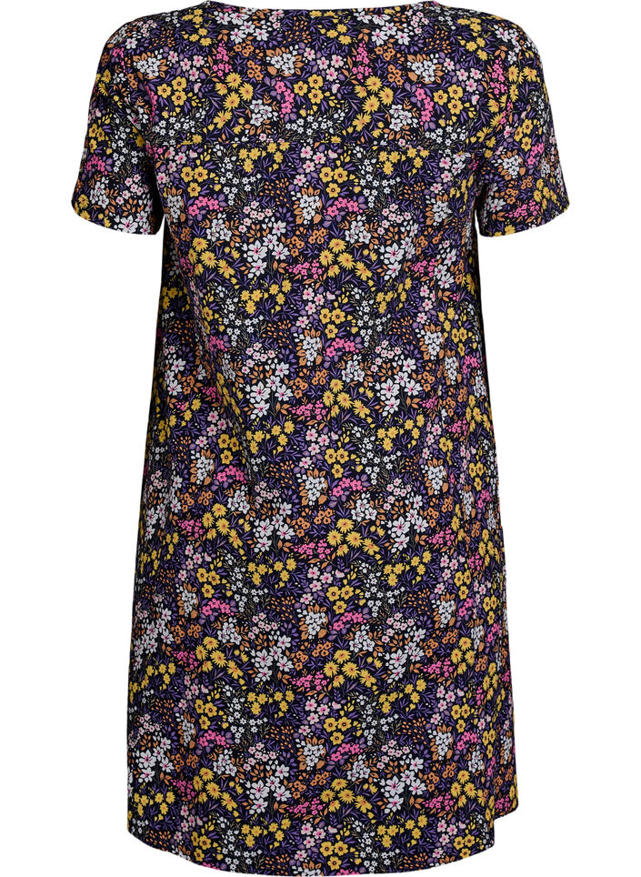Korte a-lijn jurk met bloemenprint, Blauw, Packshot image number 1