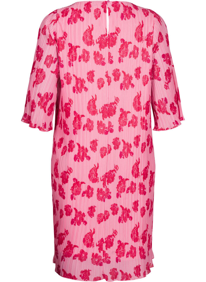 Geplooide jurk met 3/4 mouwen, Rose Flower, Packshot