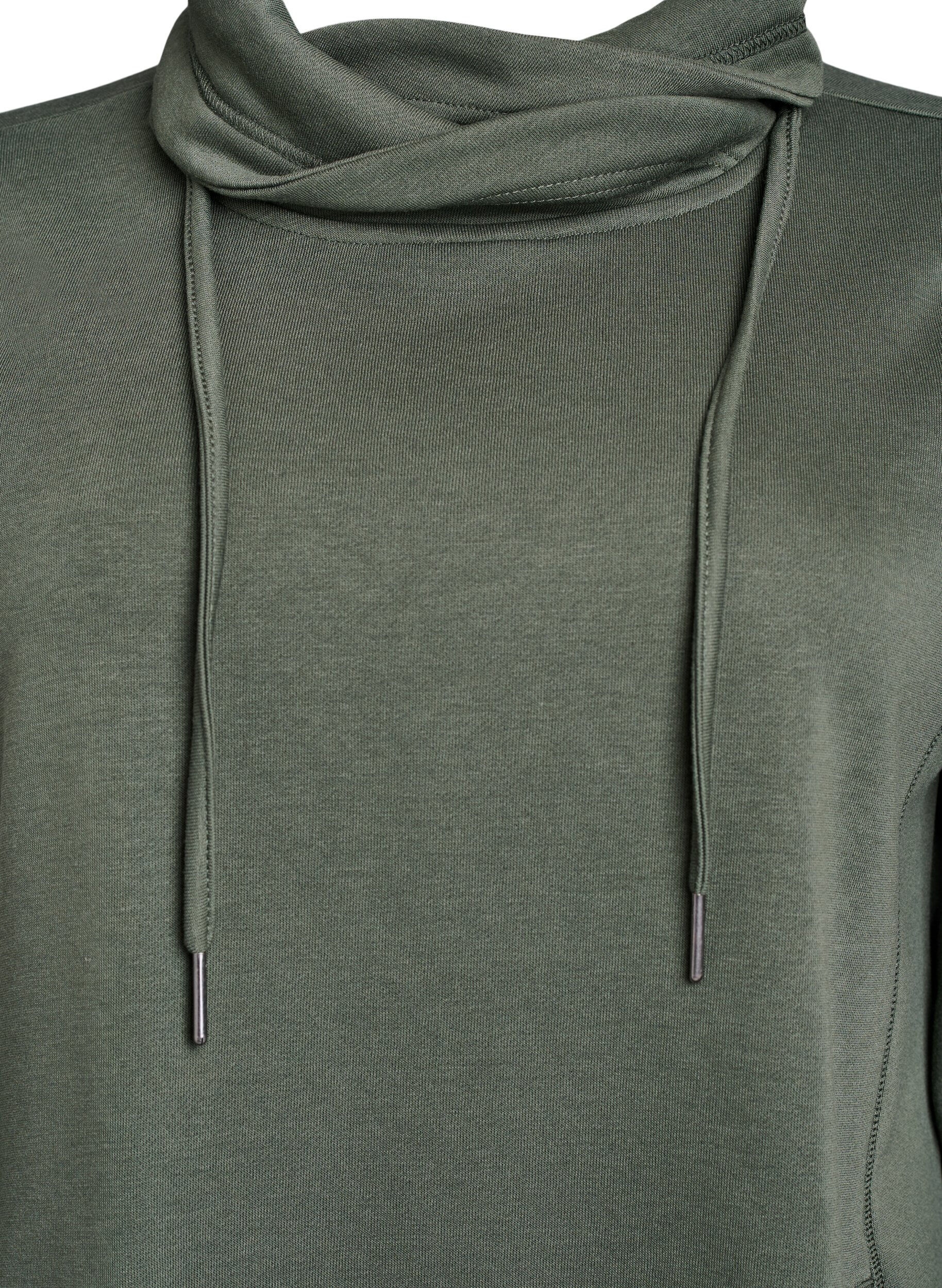 ZizziKort sweatshirt jurk met hoge kraag en zakken, Groen, Packshot image number 2