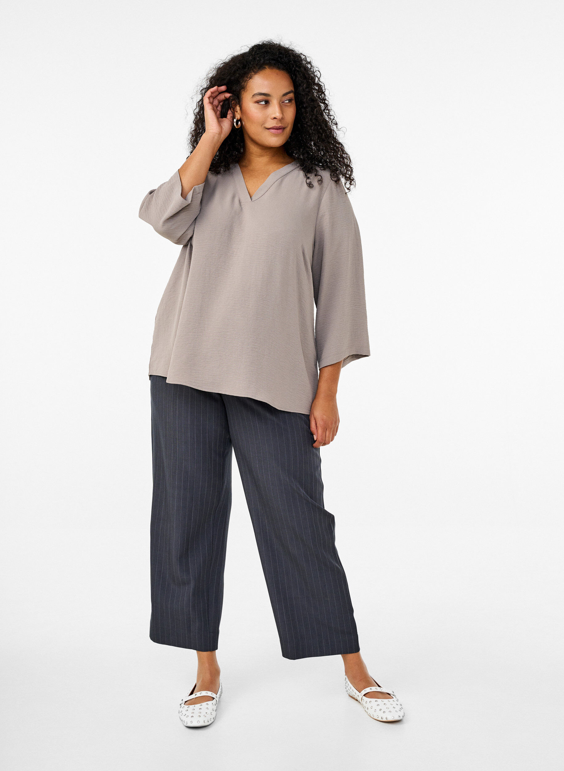 ZizziBlouse met 3/4 mouwen, Beige, Model image number 1