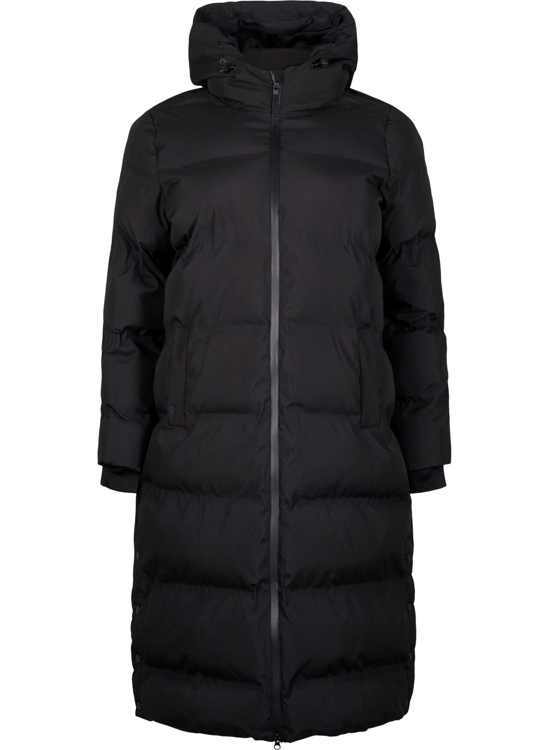 Lange puffer winterjas met capuchon