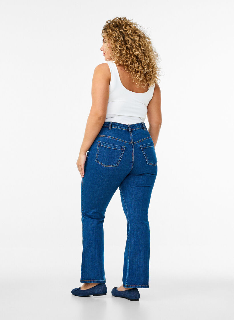 Ellen bootcut jeans met hoge taille, Blauw, Model image number 1