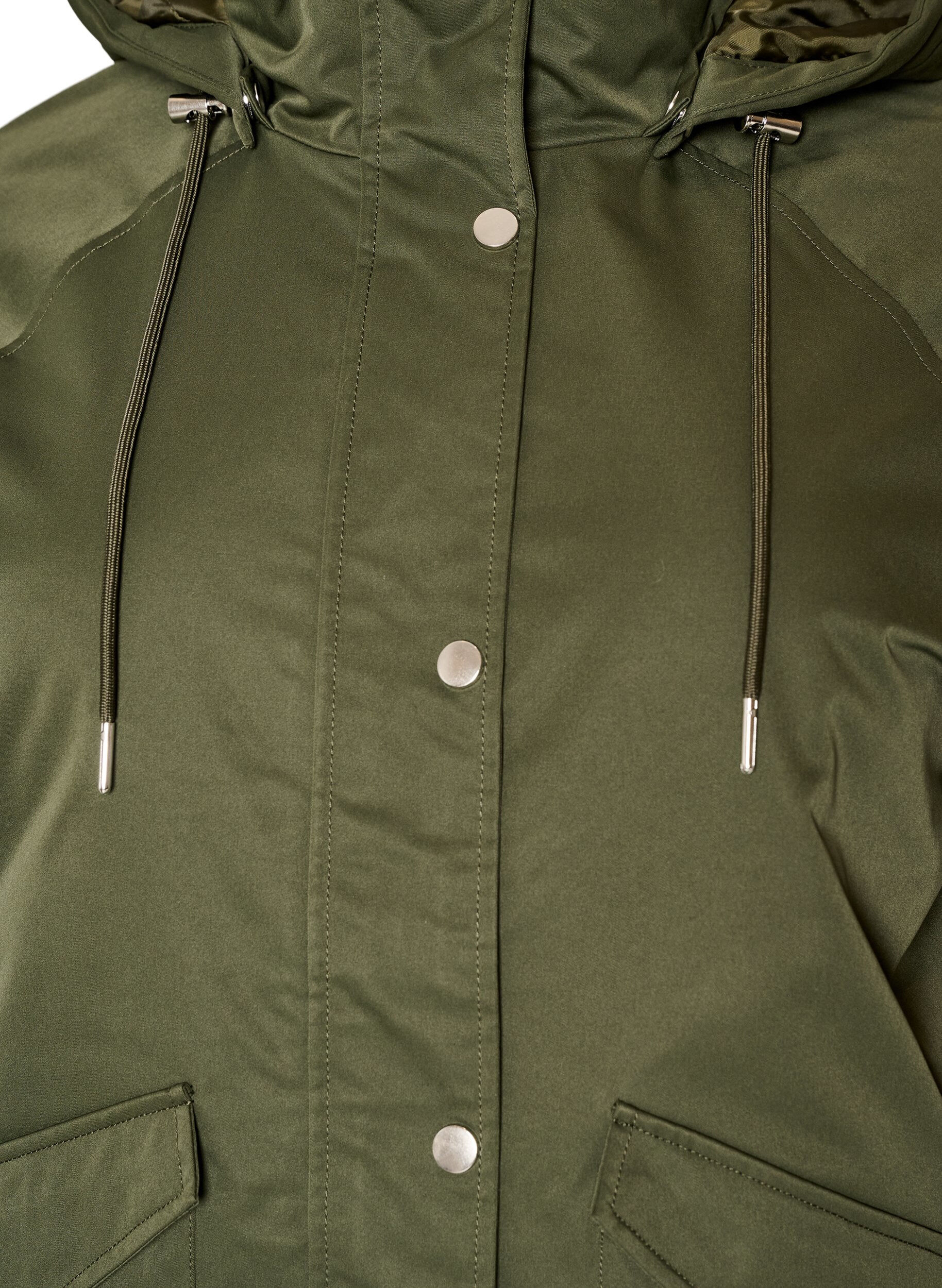 ZizziGewatteerde parka met afneembare capuchon, Groen, Packshot image number 2