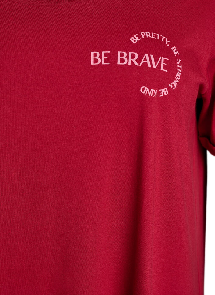 Nachtjapon van biologisch katoen met korte mouwen, Rood, Packshot image number 2