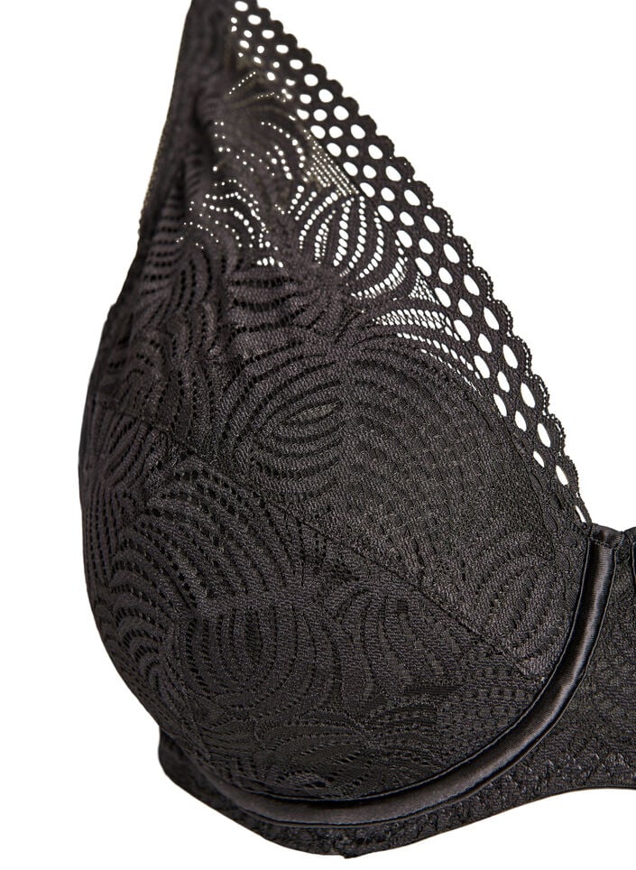 Kanten beha met gewatteerde cups, Zwart, Packshot image number 2