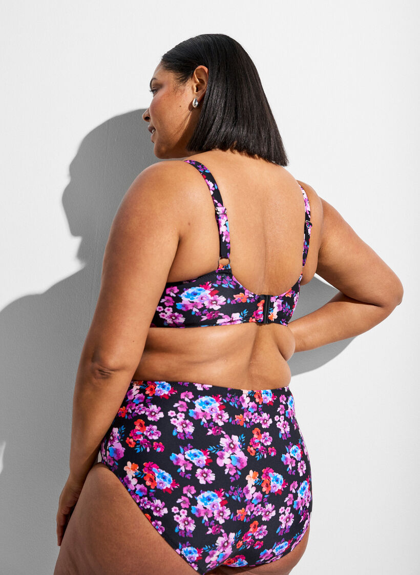 Bikinitop met beugel en patroon, Paars, Model image number 2