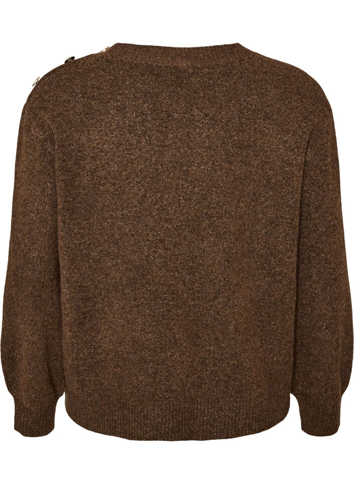 Breisel blouse met knoopdetail, Bruin, Packshot image number 1