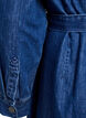Halflange denim jurk met strikceintuur, Blauw, Packshot image number 3