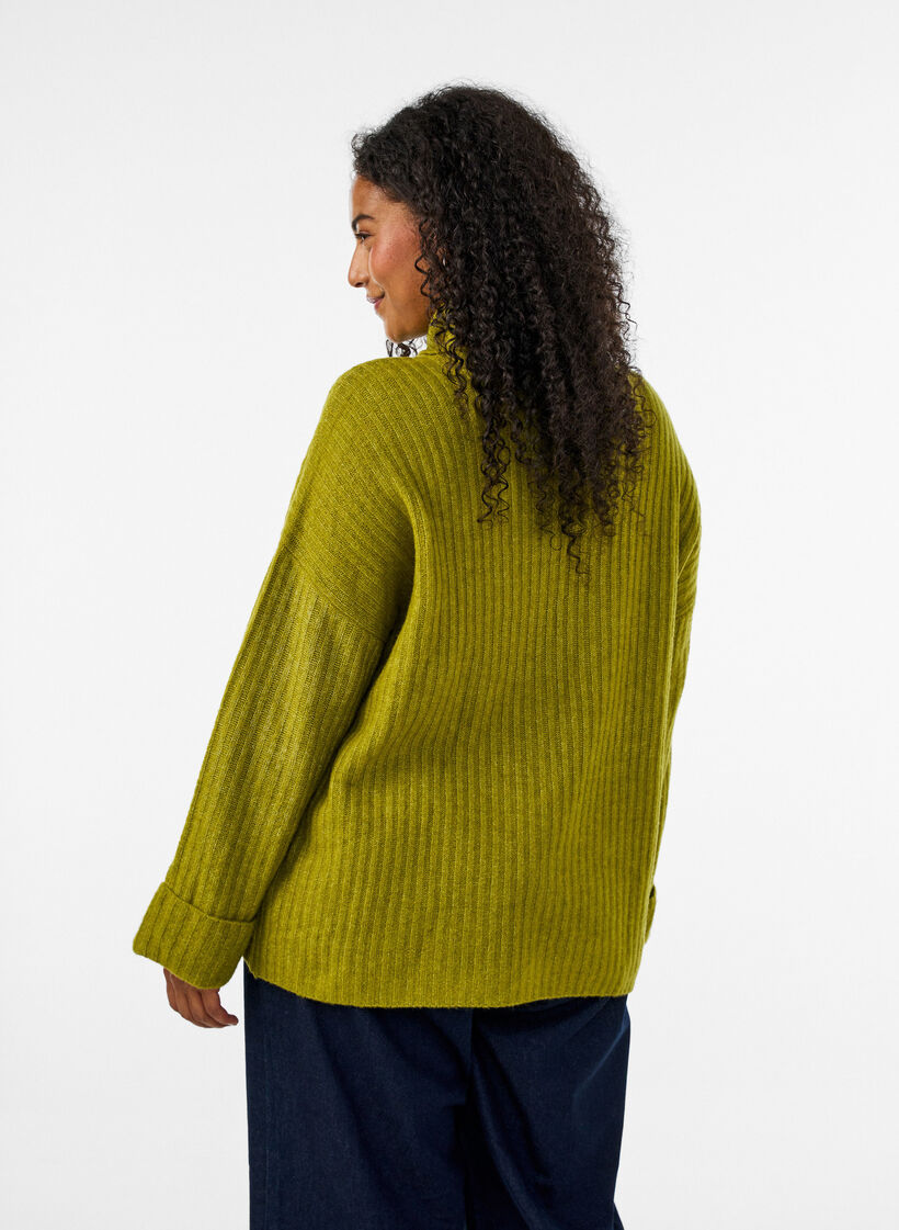 Gebreide top met col, Groen, Model