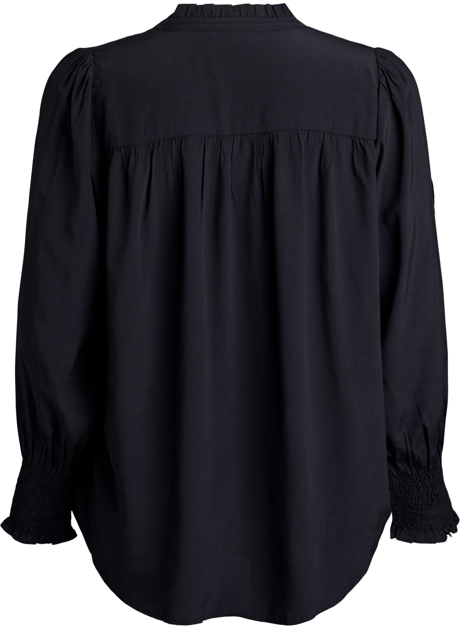 ZizziBlouse met ruches kraag en plooien, Zwart, Packshot image number 1