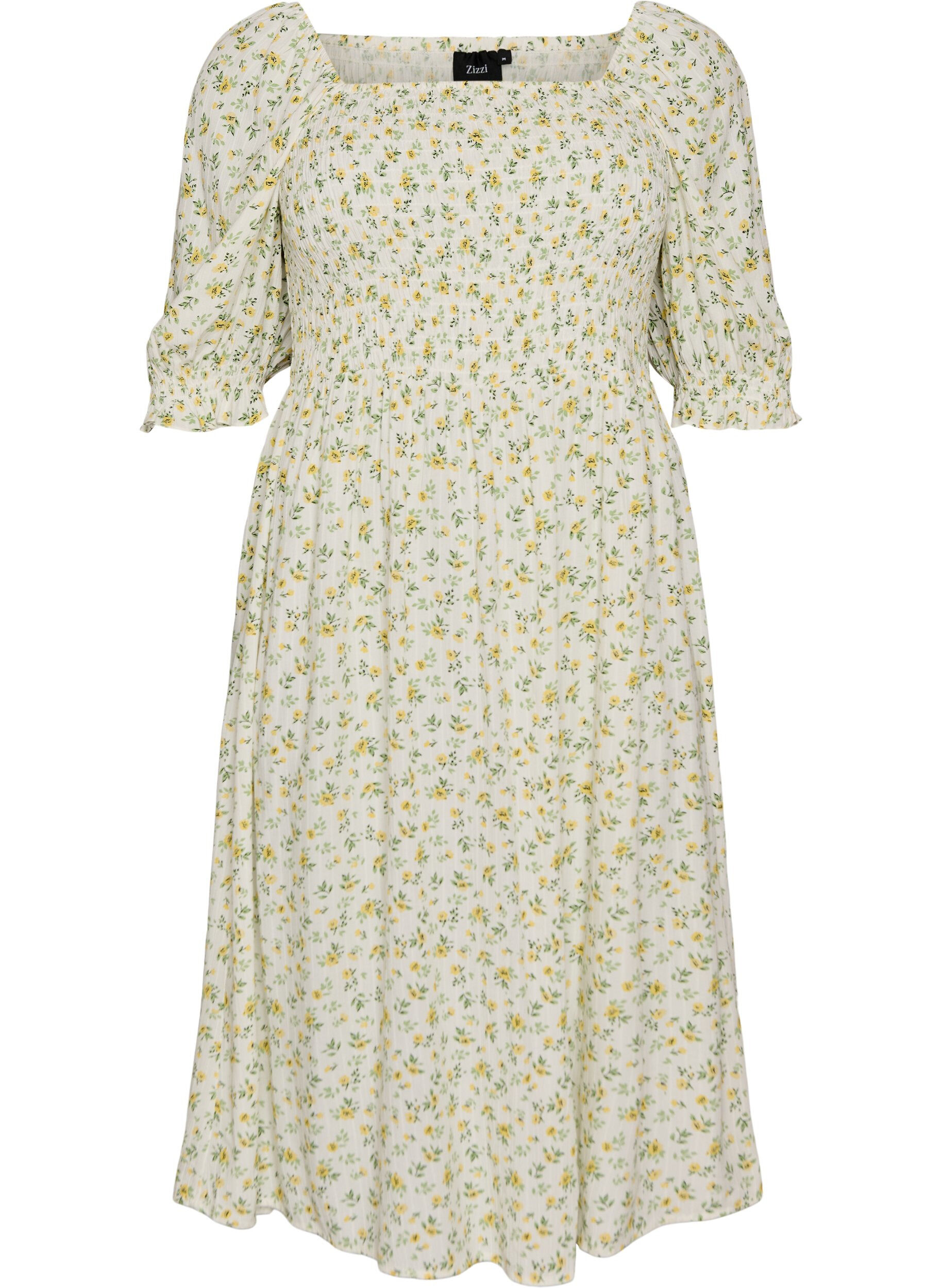 ZizziGebloemde viscose zomerjurk, Wit, Packshot image number 0