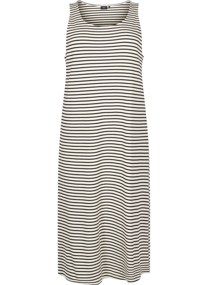 Gestreepte midi tankjurk, White Black Stripe, Packshot