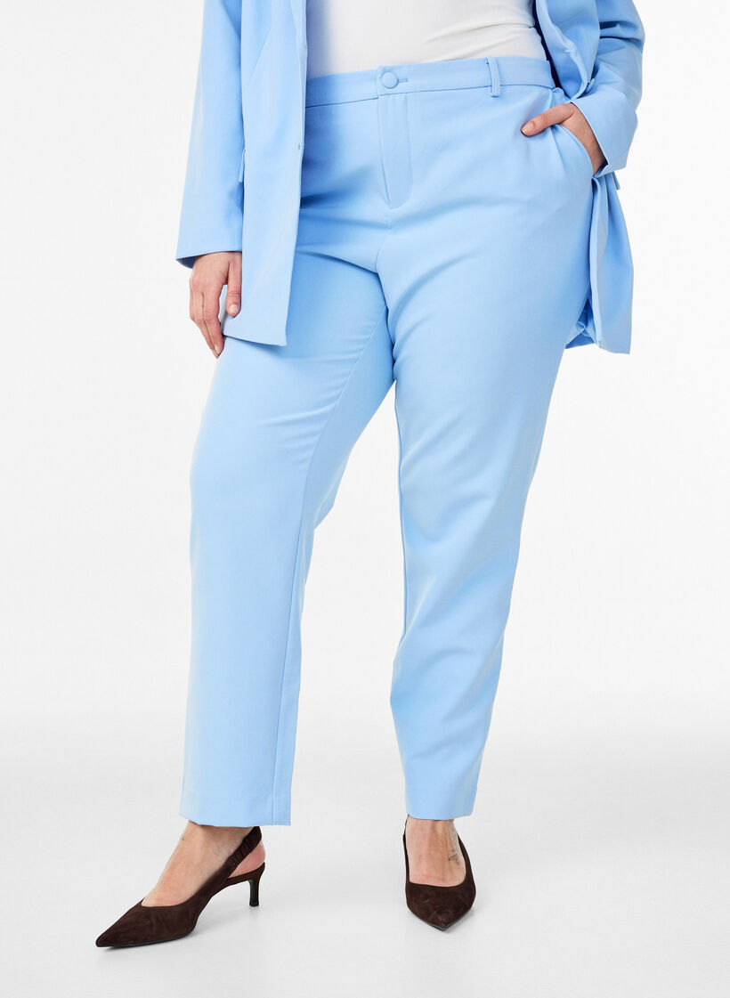 Broek met zakken en rechte pijpen, Blauw, Model image number 2
