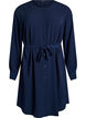 Langärmelige overhemdjurk met strikceintuur, Blauw, Packshot image number 0