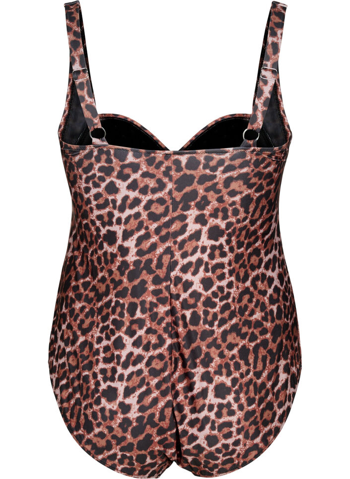Badpak met drapering en gewatteerde cups, Leopard, Packshot image number 1