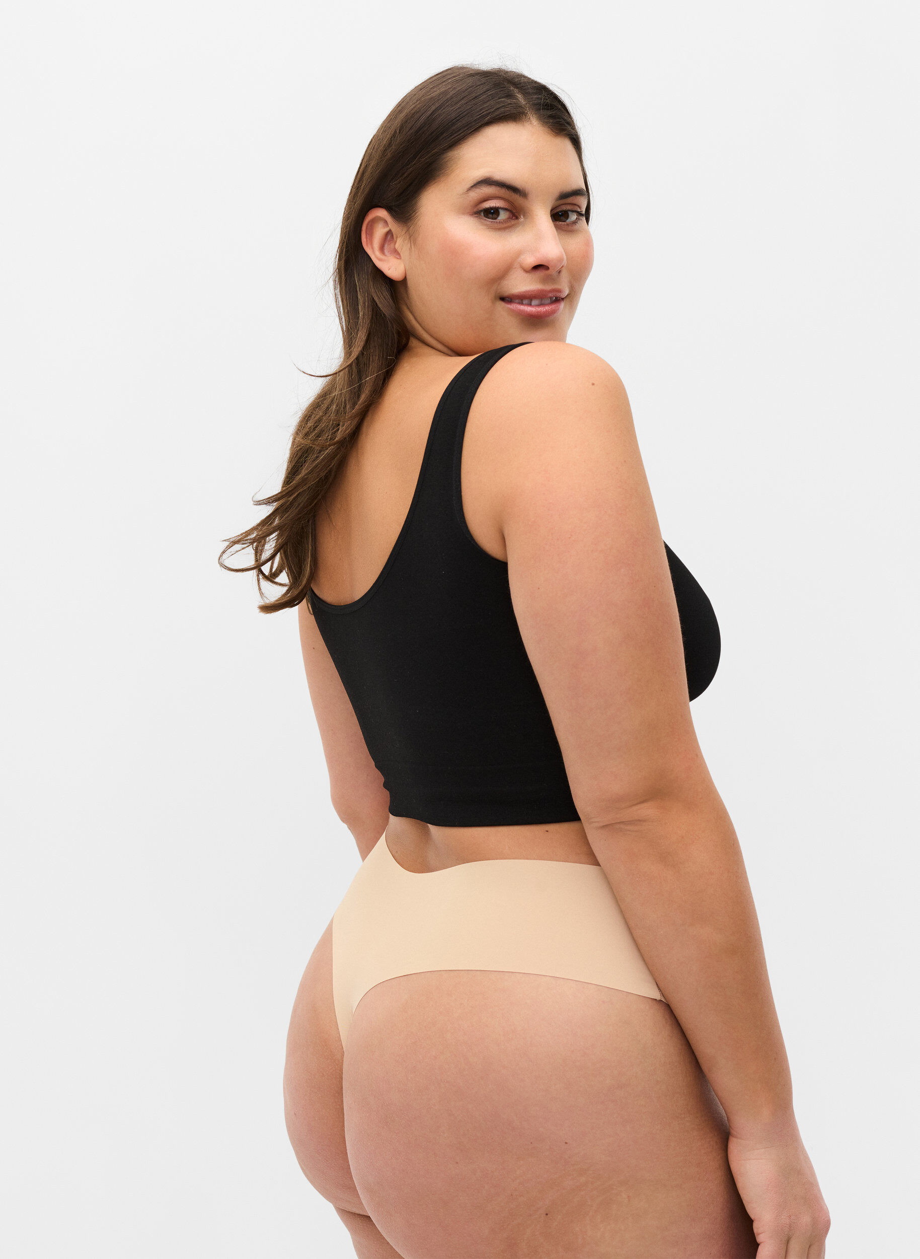 ZizziSet van 2 naadloze g-strings, Beige, Model image number 1
