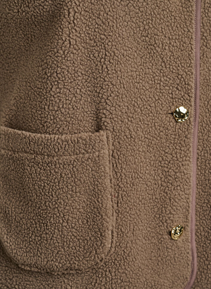 Teddy gilet met knopen en zakken, Bruin, Packshot image number 3