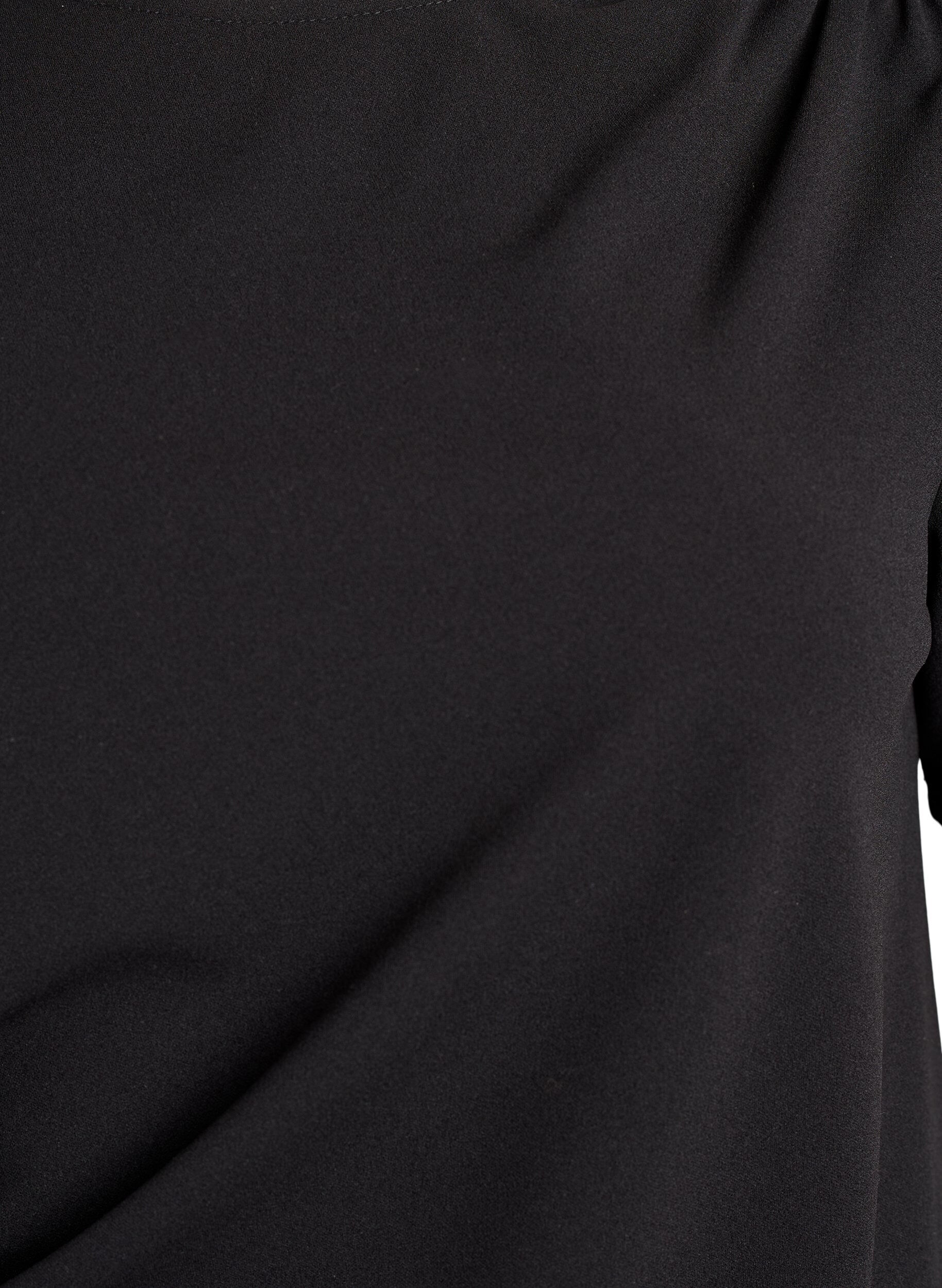 ZizziBlouse met korte mouwen en ruches met een asymmetrische zoom, Zwart, Packshot image number 2