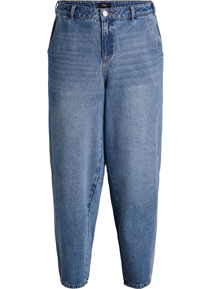 High waist barrel jeans, Blauw, Packshot image number 0