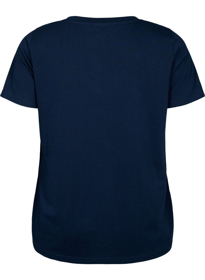 T-shirt met korte mouwen en v-hals, Blauw, Packshot image number 1