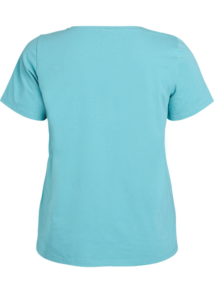 Basic effen katoenen t-shirt, Blauw, Packshot image number 1