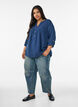 Blouse in katoenen mousseline met broderie anglaise, Blauw, Model image number 1