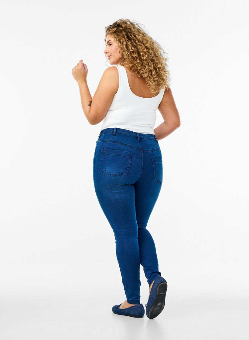 Super slim Amy jeans met hoge taille, Blue Denim, Model image number 1